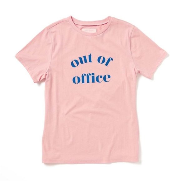 ban.do "Out of Office" Short Sleeve Graphic T-Shirt Pink, size Small - Picture 1 of 3